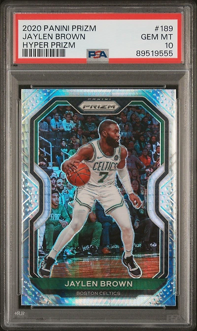 2020 Panini Prizm 189 Jaylen Brown Hyper Prizm PSA 10