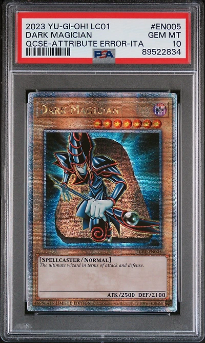 2023 Yu-gi-oh! Lc01-legendary Collection: 25th Anniversary Edition En005 Dark Magician Quarter Century Secret Rare-attribute Error-italian PSA 10