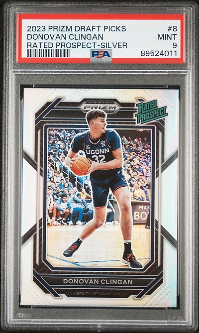 2023 Panini Prizm Draft Picks Rated Prospects 8 Donovan Clingan Silver Prizm PSA 9