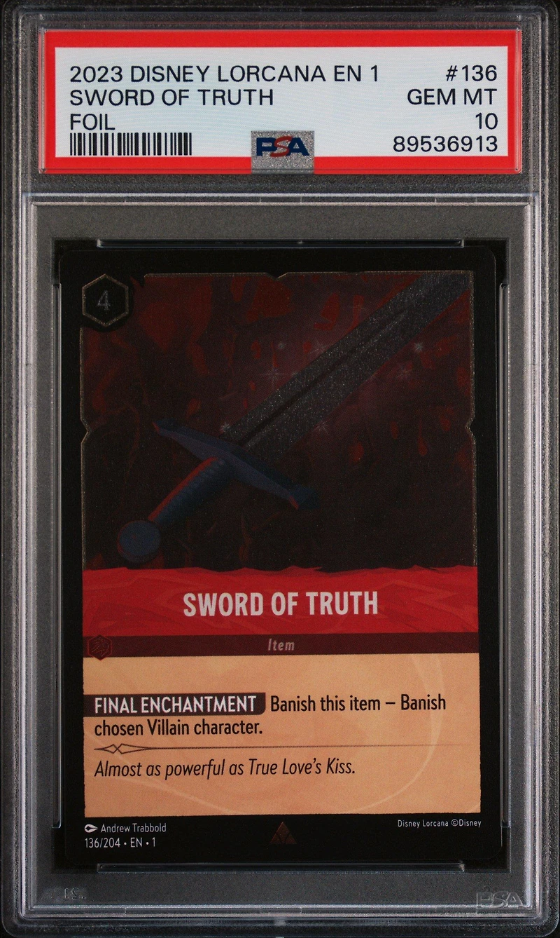 2023 Disney Lorcana En 1-the First Chapter 136 Sword Of Truth Foil PSA 10