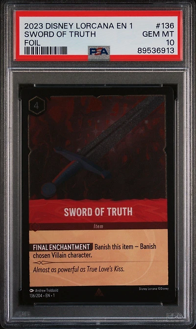 2023 Disney Lorcana En 1-the First Chapter 136 Sword Of Truth Foil PSA 10