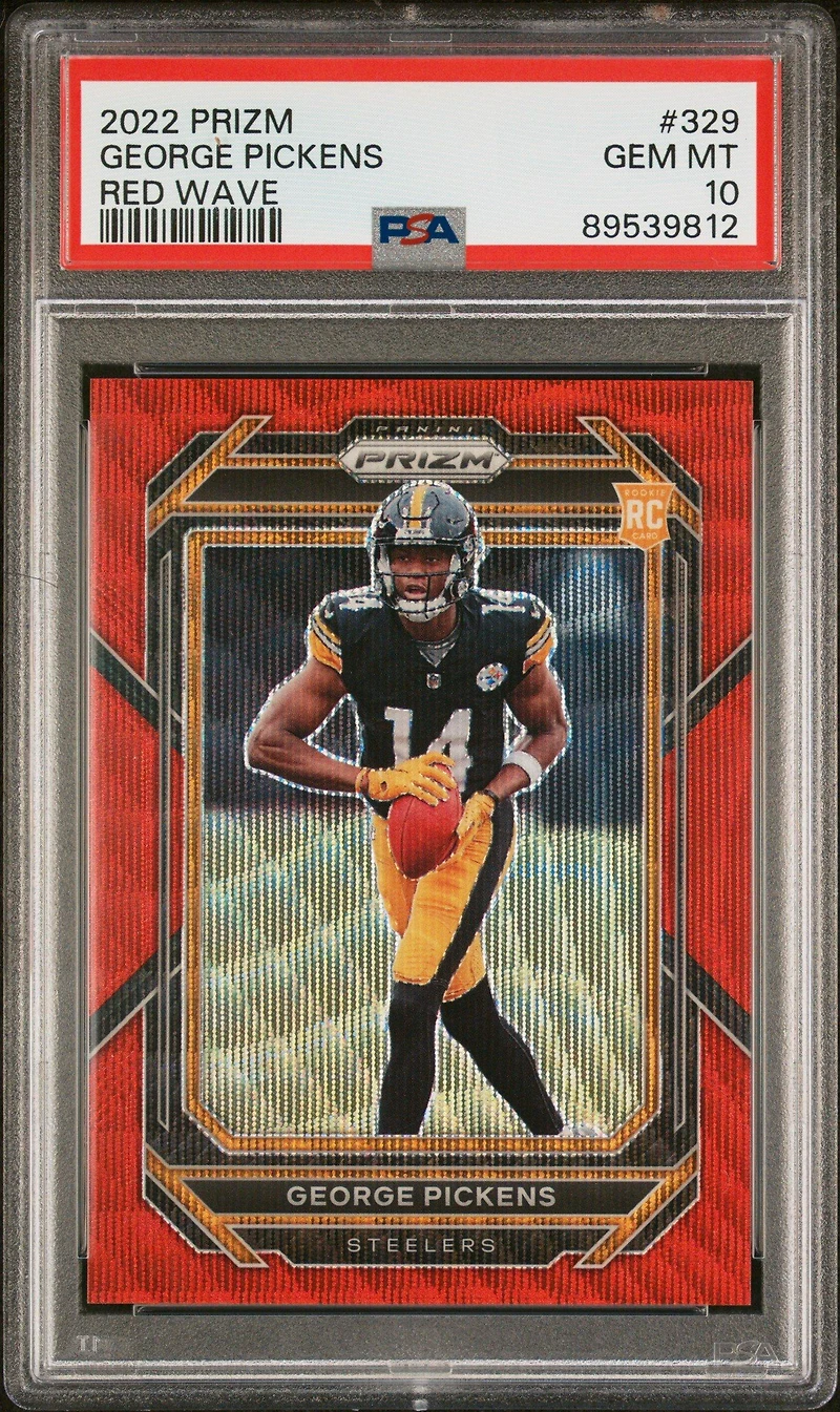 2022 Panini Prizm 329 George Pickens Red Wave PSA 10
