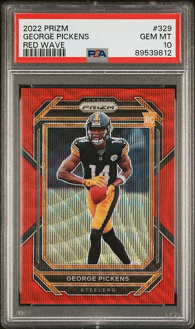 2022 Panini Prizm 329 George Pickens Red Wave PSA 10