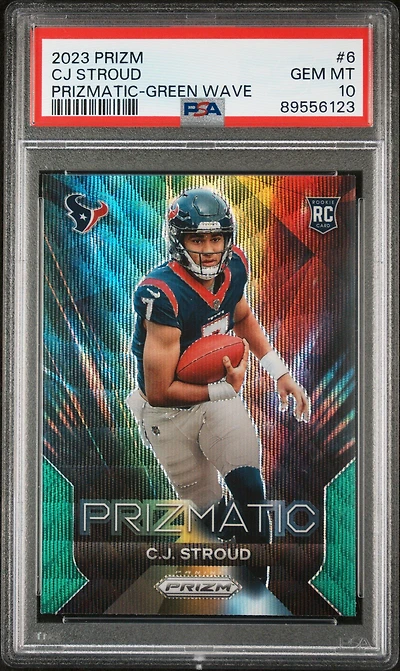 2023 Panini Prizm Prizmatic 6 Cj Stroud Green Wave PSA 10