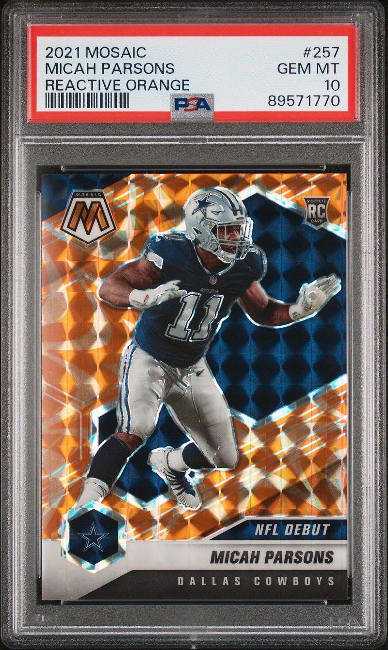 2021 Panini Mosaic 257 Micah Parsons Reactive Orange PSA 10