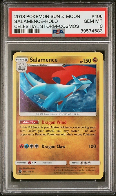 2018 Pokemon Sun & Moon Celestial Storm 106 Salamence-holo Cosmos PSA 10