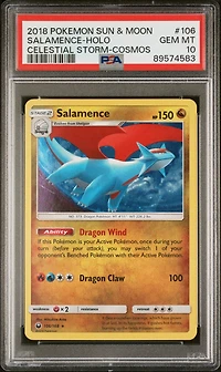 2018 Pokemon Sun & Moon Celestial Storm 106 Salamence-holo Cosmos PSA 10