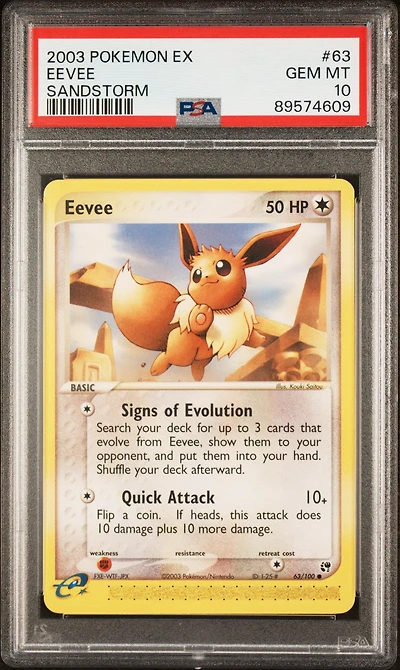 2003 Pokemon Ex Sandstorm 63 Eevee PSA