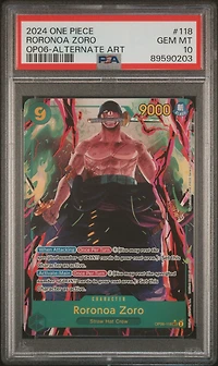 2024 One Piece Op06-wings Of The Captain 118 Roronoa Zoro Alternate Art PSA 10