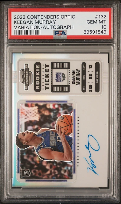 2022 Panini Contenders Optic 132 Keegan Murray Variation-autograph PSA 10