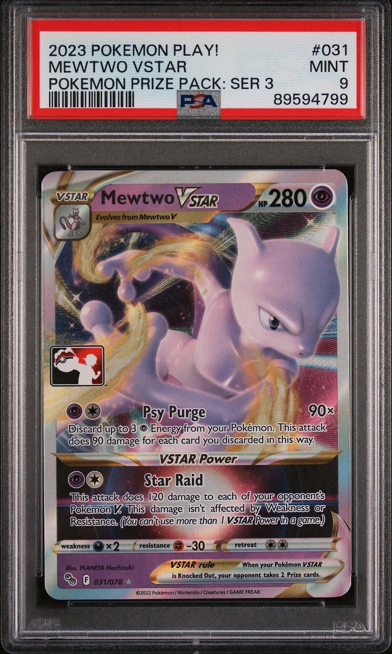 2023 Pokemon Play! Pokemon Prize Pack: Series 3 031 Mewtwo Vstar PSA 9
