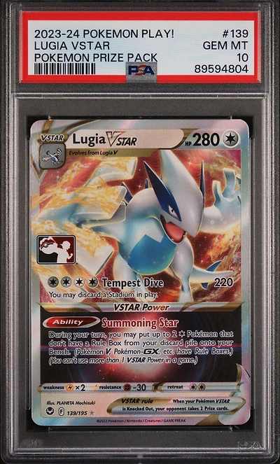 2023-2024 Pokemon Play! Pokemon Prize Pack 139 Lugia Vstar PSA 10