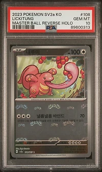 2023 Pokemon Korean Sv2a-pokemon 151 108 Lickitung Master Ball Reverse Holo PSA 10