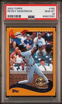 2002 Topps 165 Rickey Henderson PSA 10