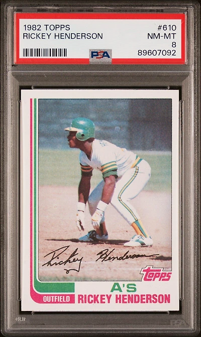 1982 Topps 610 Rickey Henderson PSA 8