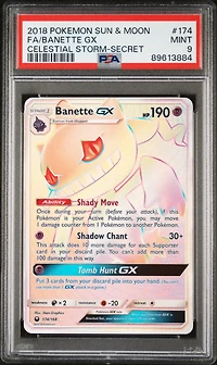 2018 Pokemon Sun & Moon Celestial Storm 174 Full Art/banette Gx Secret PSA 9