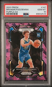 2023 Panini Prizm 147 Brandin Podziemski Purple Ice PSA 10