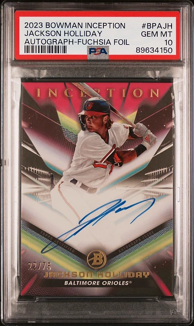 2023 Bowman Inception Autographs Bpajh Jackson Holliday Fuchsia Foil PSA 10