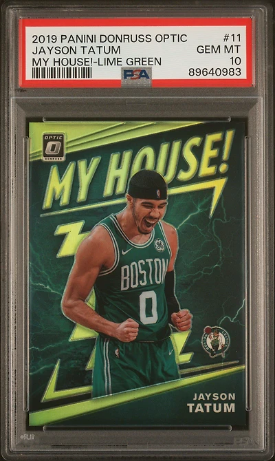 2019 Panini Donruss Optic My House! 11 Jayson Tatum Lime Green PSA 10