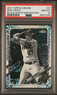 2021 Topps Chrome 27 Mike Trout Black/white Mini Diamond Refractor PSA 10
