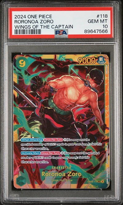 2024 One Piece Op06-wings Of The Captain 118 Roronoa Zoro PSA 10