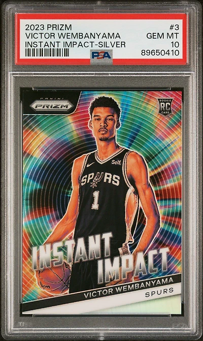 2023 Panini Prizm Instant Impact 3 Victor Wembanyama Silver Prizm PSA 10
