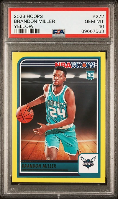 2023 Panini Nba Hoops 272 Brandon Miller Yellow PSA 10
