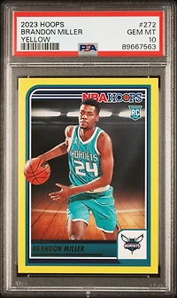 2023 Panini Nba Hoops 272 Brandon Miller Yellow PSA 10