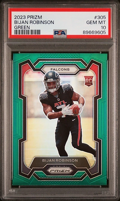 2023 Panini Prizm 305 Bijan Robinson Green Prizm PSA 10