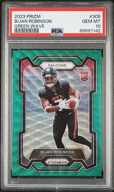 2023 Panini Prizm 305 Bijan Robinson Green Wave PSA 10