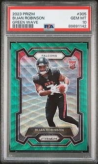 2023 Panini Prizm 305 Bijan Robinson Green Wave PSA 10