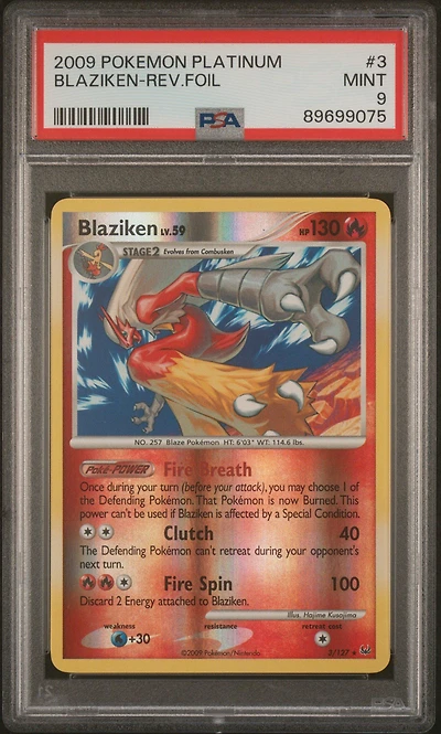 2009 Pokemon Platinum 3 Blaziken-reverse Foil PSA 9