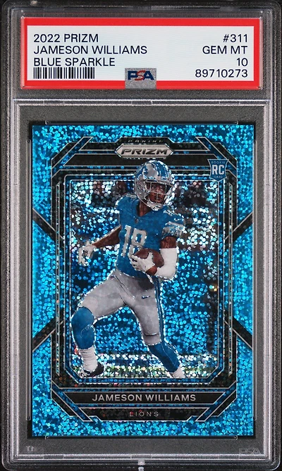 2022 Panini Prizm 311 Jameson Williams Blue Sparkle PSA 10