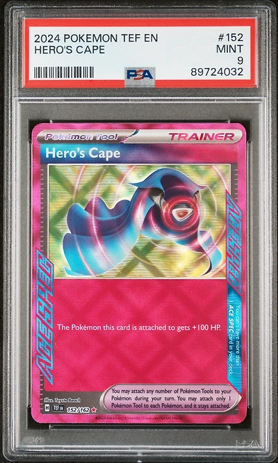 2024 Pokemon Tef En-temporal Forces 152 Hero's Cape PSA 9