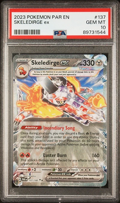 2023 Pokemon Par En-paradox Rift 137 Skeledirge Ex PSA 10