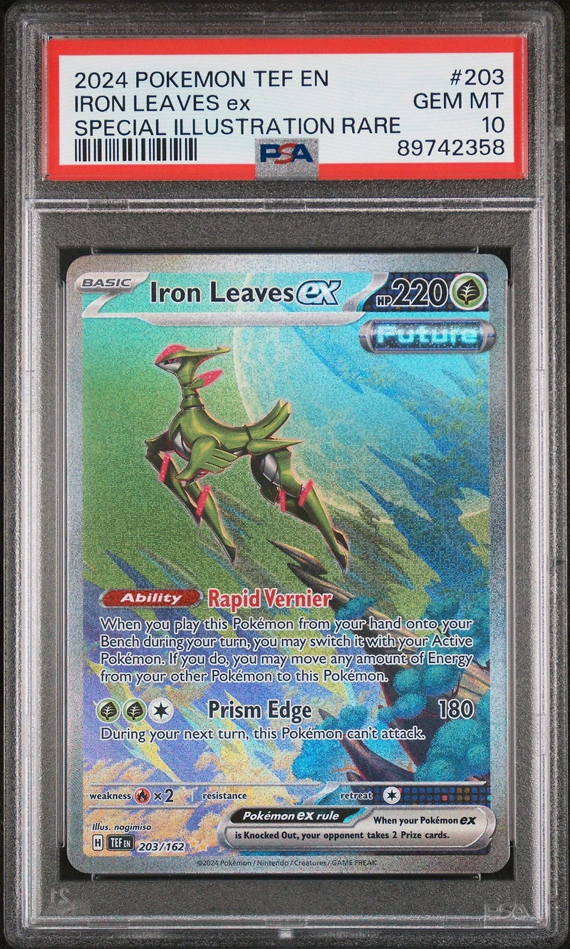 2024 Pokemon Tef En-temporal Forces 203 Iron Leaves Ex Special Illustration Rare PSA