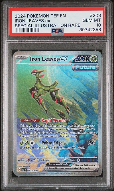 2024 Pokemon Tef En-temporal Forces 203 Iron Leaves Ex Special Illustration Rare PSA