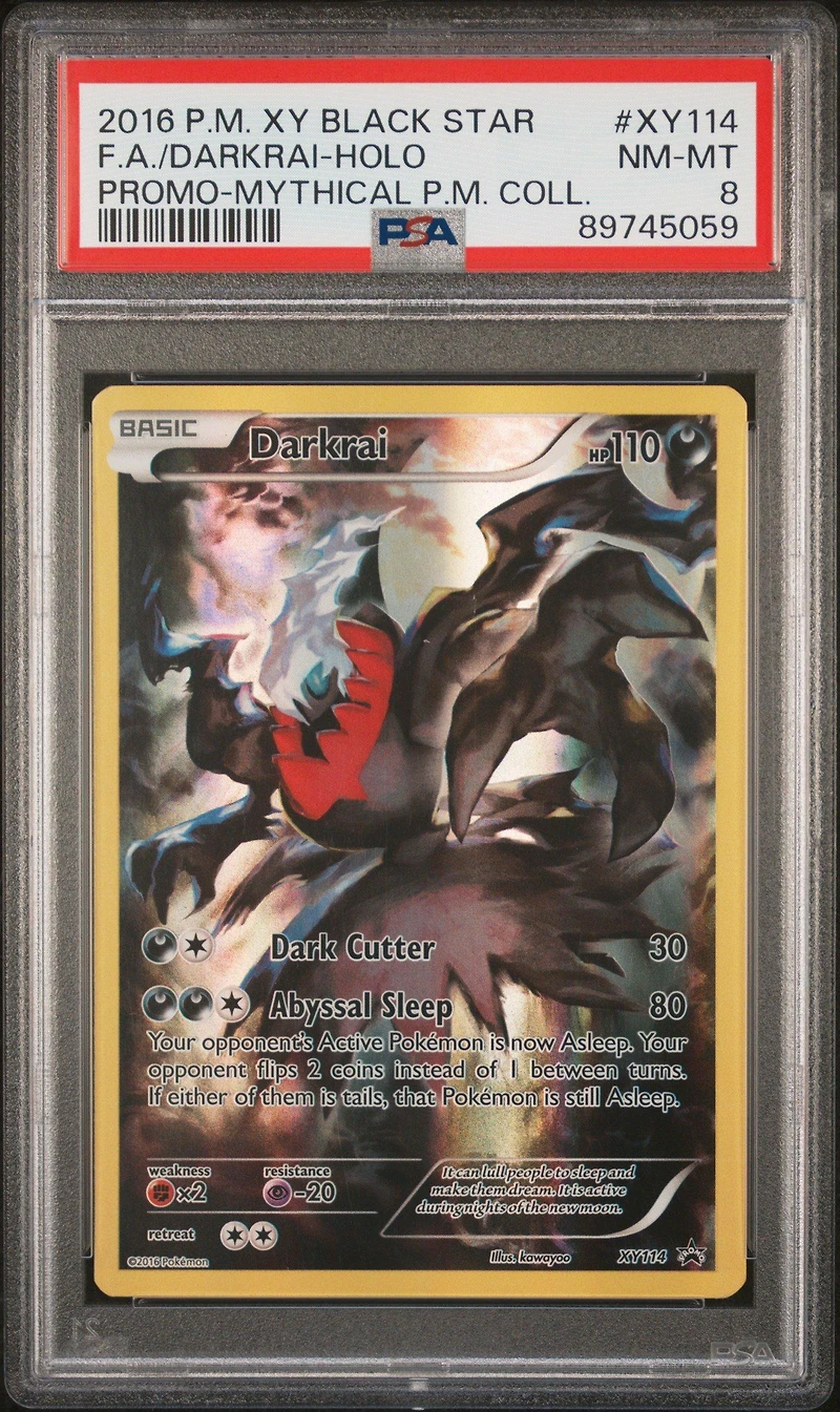 2016 Pokemon Xy Black Star Promo Xy114 F.a./darkrai PSA 8