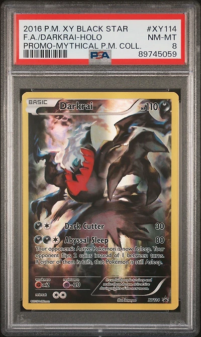 2016 Pokemon Xy Black Star Promo Xy114 F.a./darkrai PSA 8