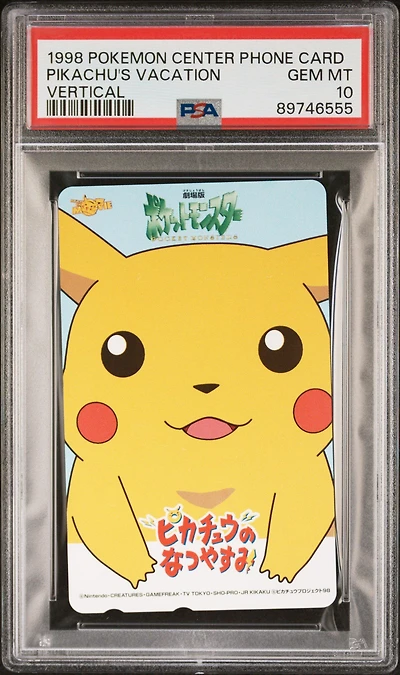 1998 Pokemon Center Phone Card Pikachu's Vacation Vertical PSA 10