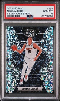 2022 Panini Mosaic 168 Nikola Jokic Silver Fast Break PSA 10
