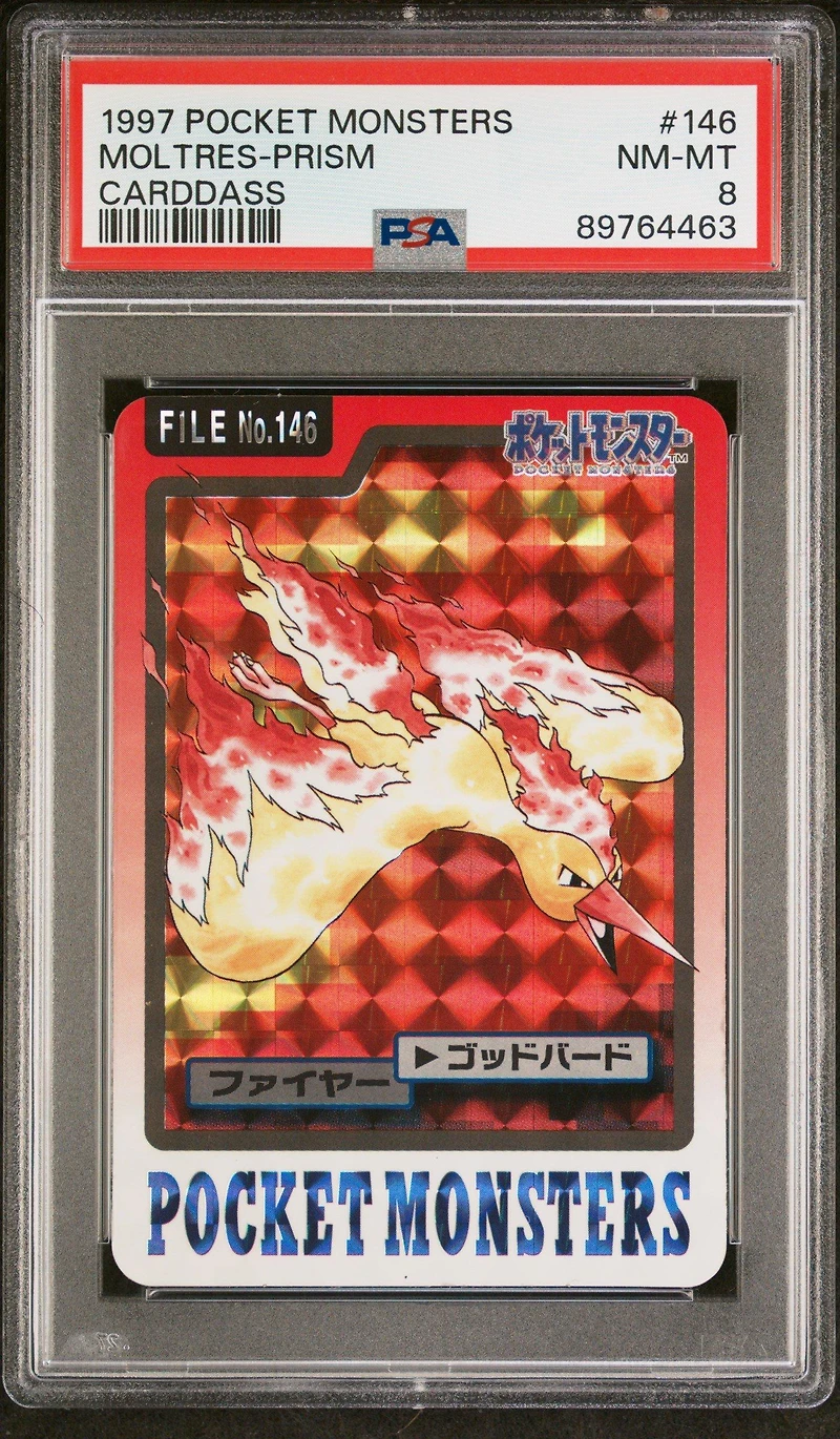 1997 Pocket Monsters Carddass 146 Moltres-prism PSA 8