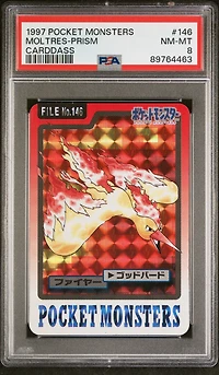 1997 Pocket Monsters Carddass 146 Moltres-prism PSA 8