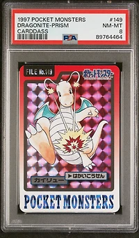 1997 Pocket Monsters Carddass 149 Dragonite-prism PSA 8