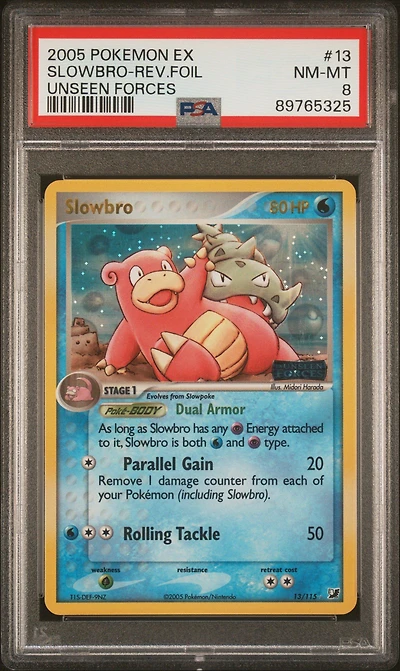 2005 Pokemon Ex Unseen Forces 13 Slowbro-reverse Foil PSA 8