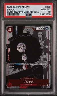 2022 One Piece Japanese 25th Anniversary Premium Card Collection 022 Brook PSA 10