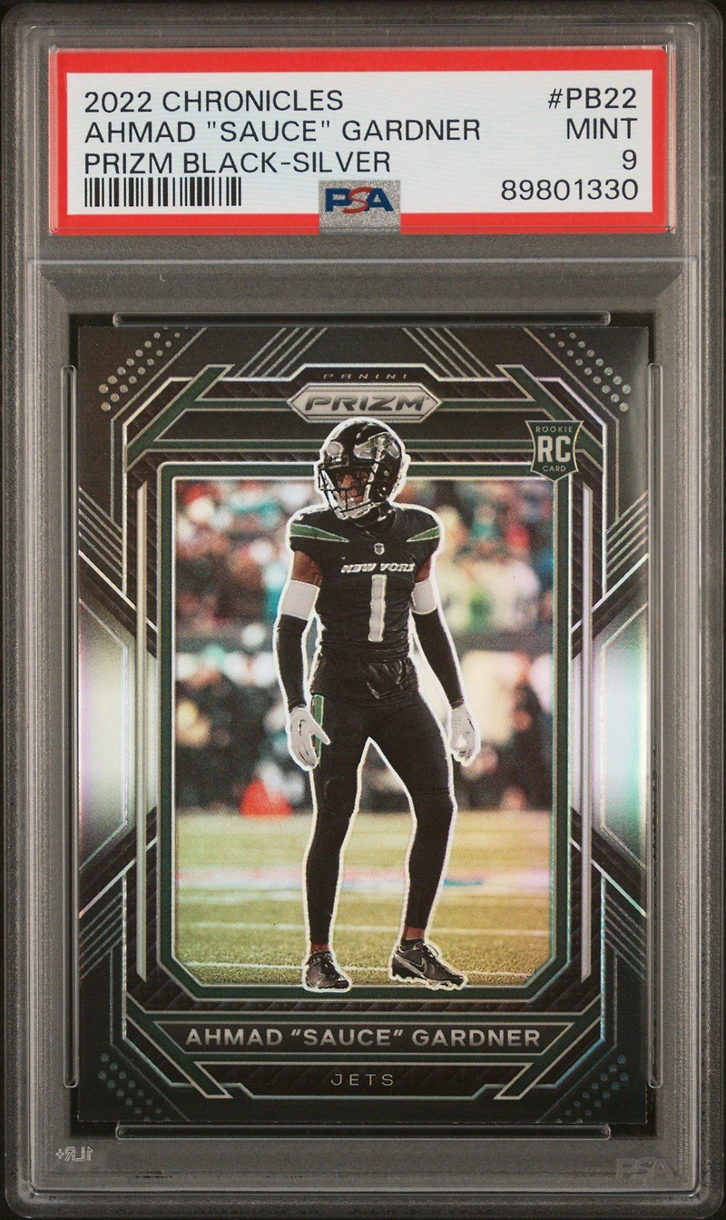 2022 Panini Chronicles Prizm Black Pb22 Ahmad "sauce" Gardner Silver PSA 9