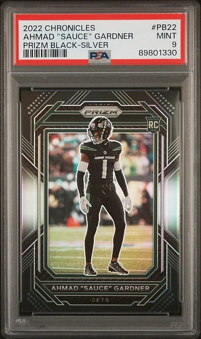 2022 Panini Chronicles Prizm Black Pb22 Ahmad "sauce" Gardner Silver PSA 9