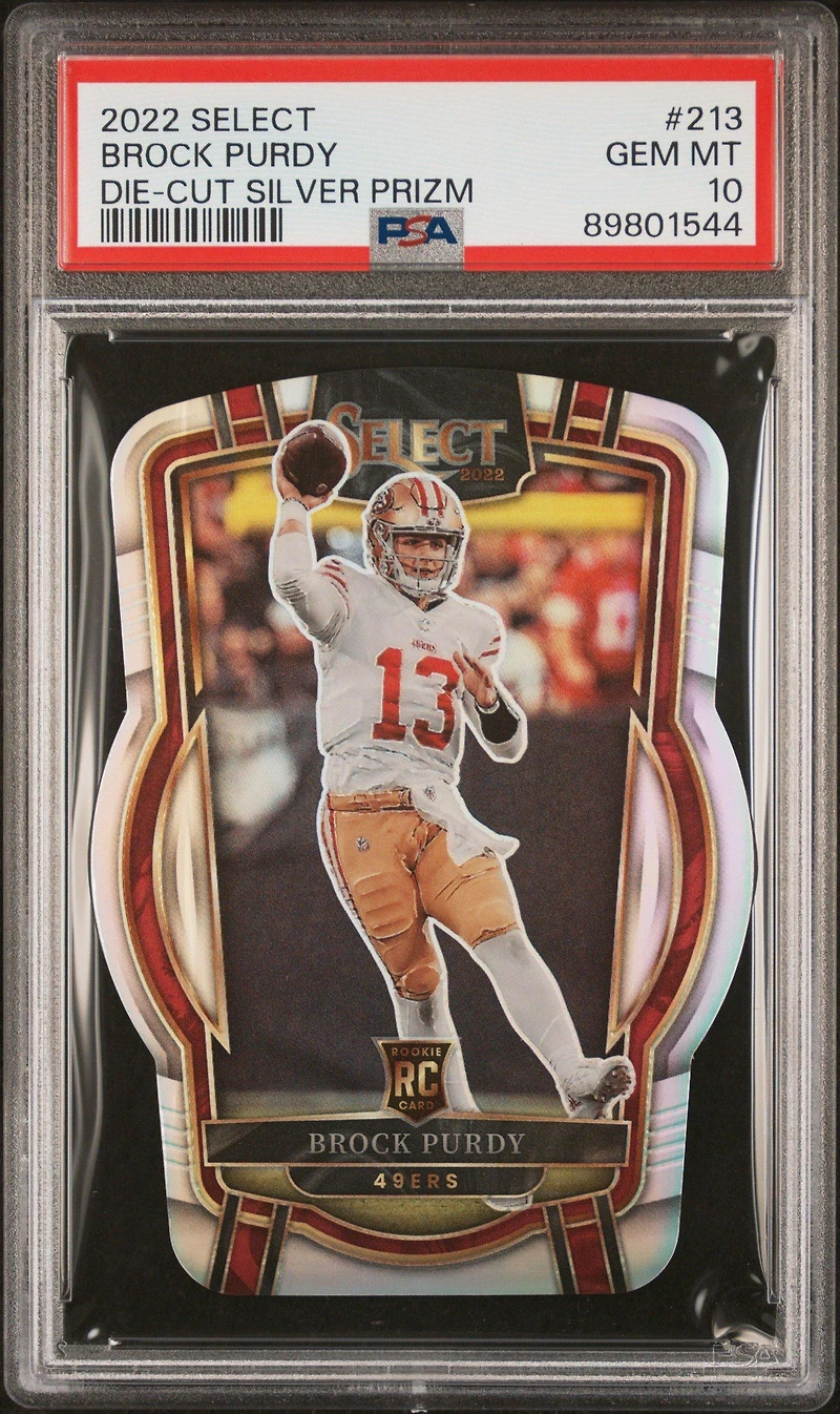 2022 Panini Select 213 Brock Purdy Die-cut Silver Prizm PSA 10