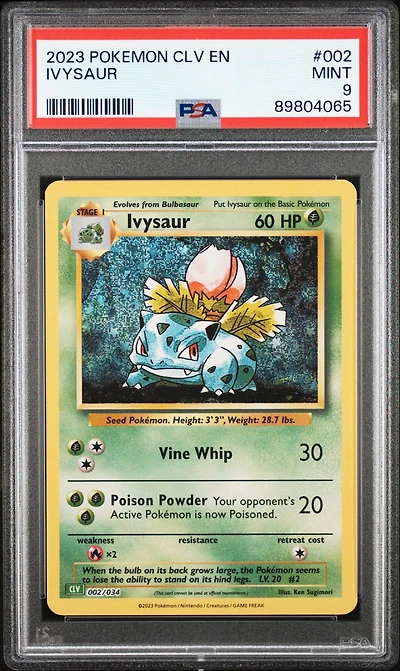 2023 Pokemon Clv-trading Card Game Classic Venusaur & Lugia Ex Deck 002 Ivysaur PSA 9